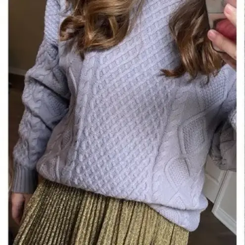 Aritzia Sunday Best heritage Peggy Turtleneck Cable Knit Sweater Gray Size L