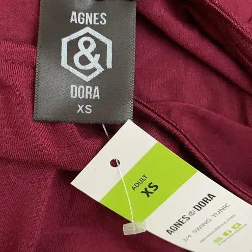 Agnes & Dora NWT 3/4 Sleeve Swing Tunic | Wine Modal