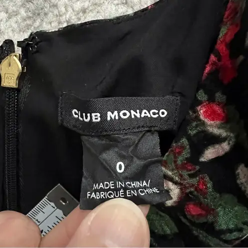 Club Monaco Red Rose Floral Velvet One Sleeve Sheath Dress Fancy Party Women’s 0