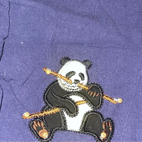 Jane Ashley Jane Ashely Women’s 2 Pc Set Navy Blue Capri Pant Med Embroidered Panda Vintage