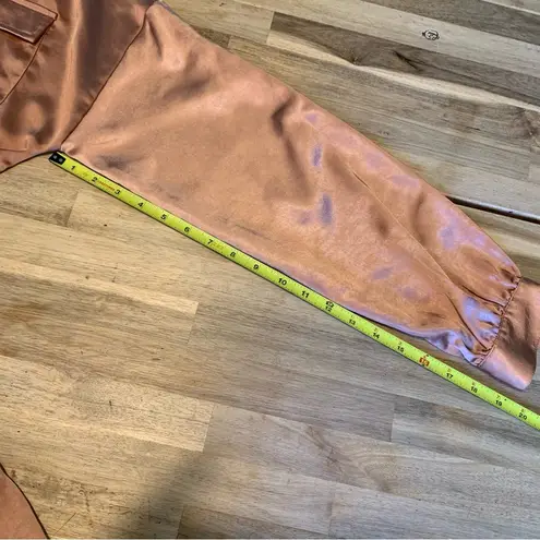 Lilyful NWT Sonia Satin Overlap Long Sleeve Dress In Salmon L