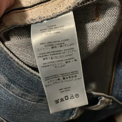 RE/DONE High Rise Denim Jeans Ankle Crop Split Hem Light Wash Blue Size 26