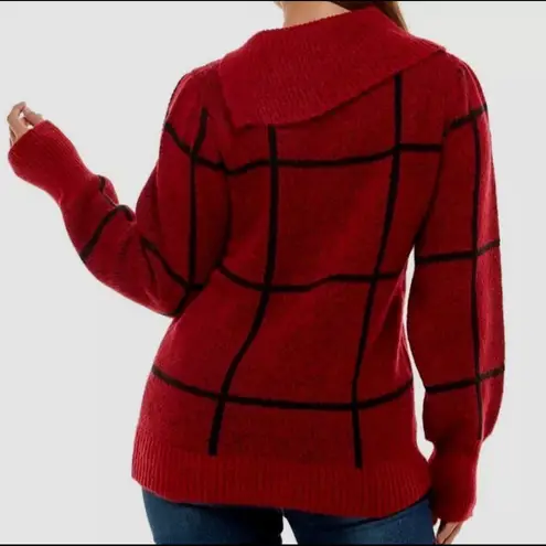 Adrienne Vittadini Long Sleeve Jacquard Pullover Sweater Red Size Small EUC