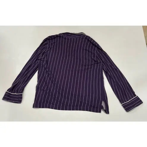 Lauren Ralph Lauren Purple Pinstripe Pajama Set Size M Long Sleeve Button Top Pa Size M
