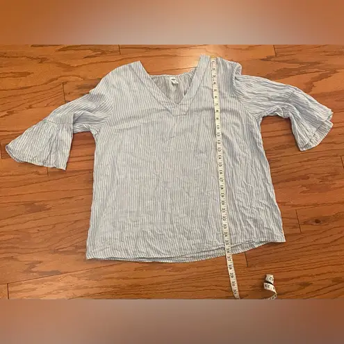 Old Navy - Light Blue and White Striped Blouse Size L