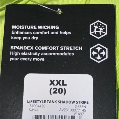 Avia Sheer Stripe Racerback Tank Top Lime Green Women’s XXL 2X 20