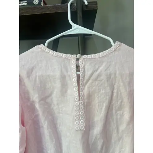 Fanm Mon Leton Embroidered Linen Mini Dress Light Pinkn Womens Size Small Pink