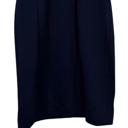 Elie Tahari Sleeveless Sheath Dress Key Hole Front Lined Back Zip Up 6 Navy Blue