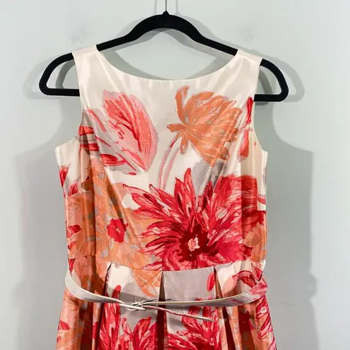 Jessica Howard Shimmery Floral Sleeveless Belted Fit & Flare Dress Size 8