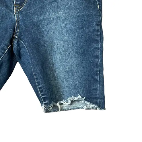 Boom Boom Jeans Shorts Stretch Cut Off Frayed Hem Blue Denim Low-Rise Women 5