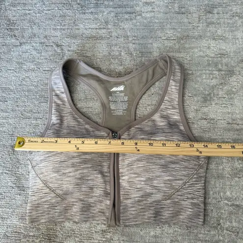 Avia Heathered Tan Zip-Front Sports Bra