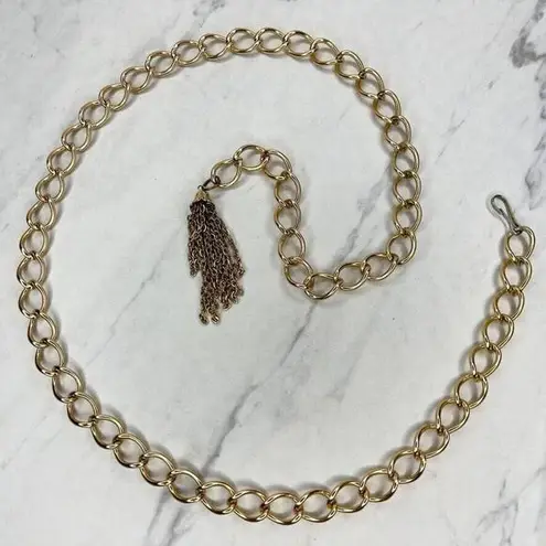 Gold Chain Link Belt with Tassel Charm