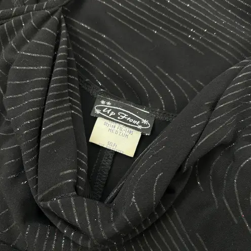 UP FRONT Vintage Y2K Dress Womens Size Medium Whimsigoth Sparkly Asymmetrical Black