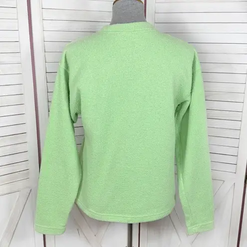 Exist Fleece Lined Terrycloth Knit Crew Neck Sweatshirt Lime Green Small