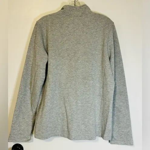 Orvis Sweatshirt Womens Large Gray Flip Cuff 1/4 Zip Pullover Preppy Lightweight