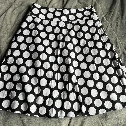 Vintage Y2K Autograph New York black & white polka dot pleated midi skirt sz 6