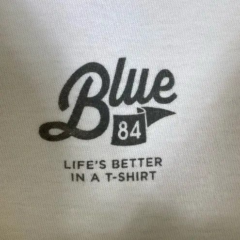 Blue 84  White Coranado Island California Cropped Graphic Tshirt