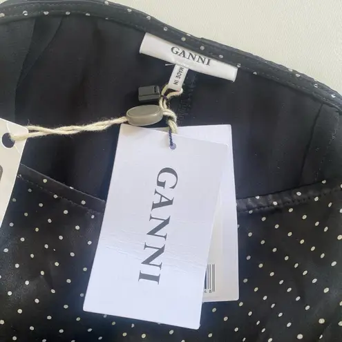 Ganni POLKA DOT SATIN WIDE-LEG PANTS