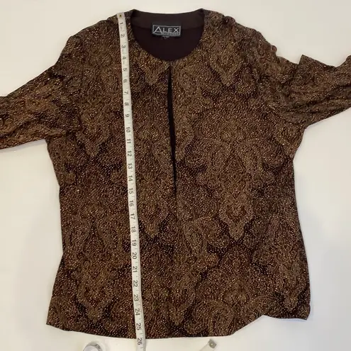 Alex Evenings Sparkly Stretchy Lightweight Cardigan/Jacket Paisley Sz XL