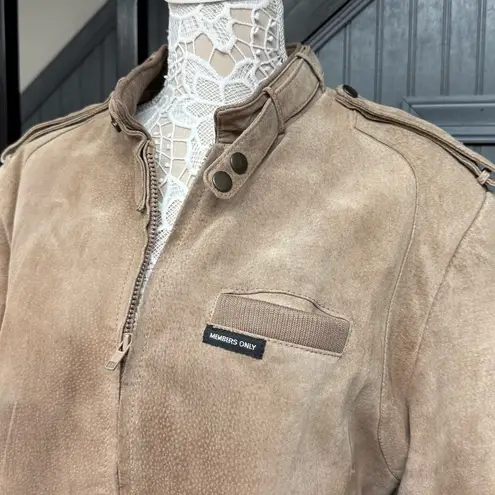 Members Only Vintage Tan Suede Bomber Jacket – Size 42 (Fits Women’s S–M)