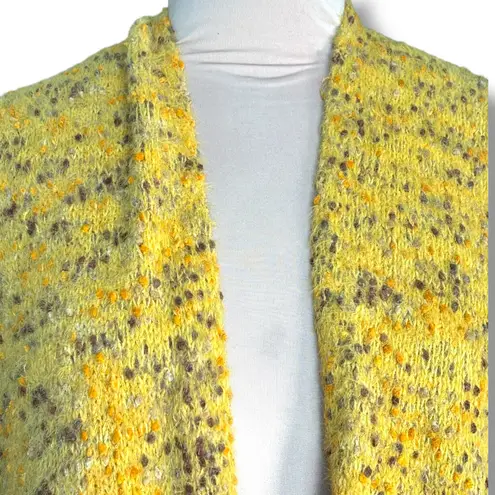 Sole Society Mustard Yellow Speckled Knit Open Front Short Sleeve Poncho Wrap