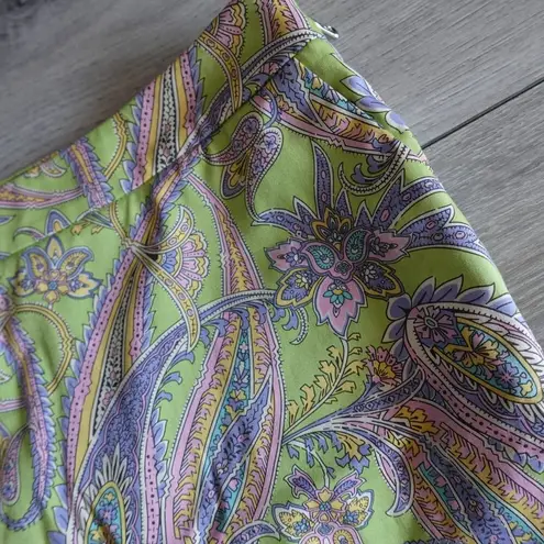 Ralph Lauren  Gold Green Pink Purple Paisley Skort Skirt with Shorts