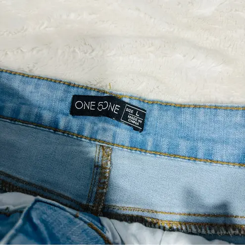 One 5 One Size L Blue Denim Button-Front Pencil Jean Skirt Knee length - Image 4