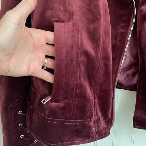 Ashley by 26 International NWT Hot Topic Plum Velvet Moto Jacket Lace Up Size L