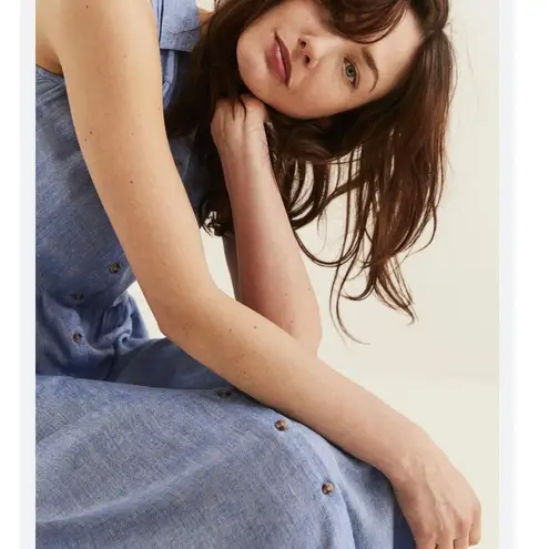 Fat Face Jolene Blue Chambray Button Down Front Maxi Shirt Dress Size 2