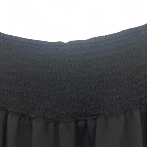 Patrizia Pepe Romper Women's S Smocked Neck & Waist Pom Pom Trim Silky Black