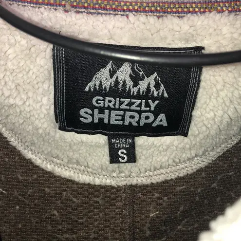 Grizzly sherpa quarter zip sweatshirt pull over top size small brown/tan warm