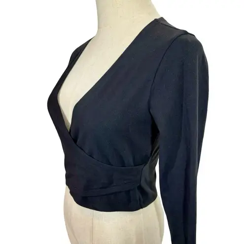 Beyond Yoga  Graceland Wrap Surplice Cropped Long Sleeve Top Black