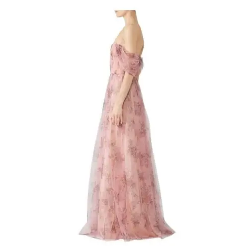MARCHESA NOTTE Bridesmaid Blush Pink Floral Tulle Long Maxi Gown Dress 14 ($325)