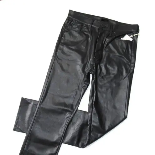 NWT Mother Dazzler Skimp in Wax On Wax Off Black Faux Leather Stretch Pants 30