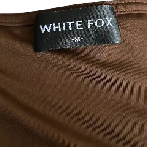 White Fox Boutique White Fox Brown Cutout Mini Dress Ruched Bodycon Sleeveless Party Cocktail‎ Sz M