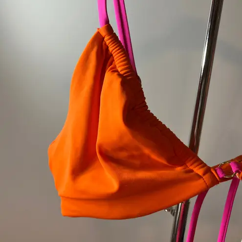 Shade & Shore  Women's Orange and Pink Strappy Bikini Top - Size 36C - NWT