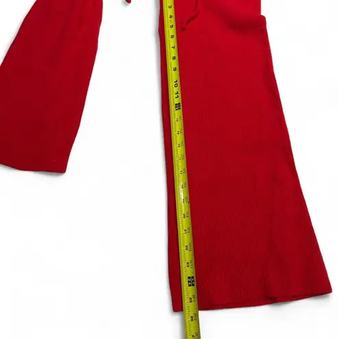 Pink Lily  Cozy Red Knit Ribbed Flare Pants