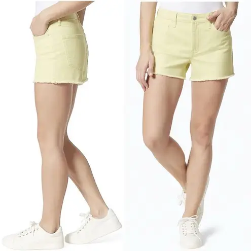 NWT FRAYED Jeans High Rise Denim Shorts Size 2 Yellow Evening Primrose Raw Hem
