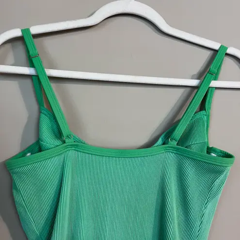 Kulani Kinis Ribbed Underwire Adjustable Strap One Piece Swimsuit Green M