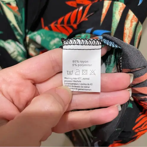 Ekouaer Lace Crochet Summer Beach Cover Up Dress Black Leaf Print Size 2XL NWT Blue