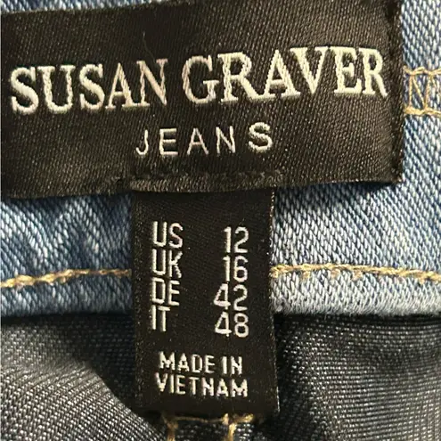 Susan Graver Women's A-Line Denim Skirt Blue Size 12 Casual Knee Length