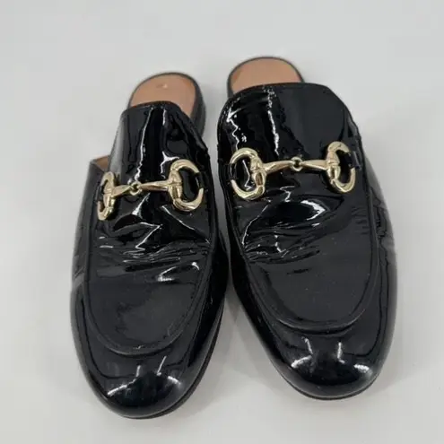 Pascucci Black Patent leather horse bit mules loafers Italy size 37.5 Slides