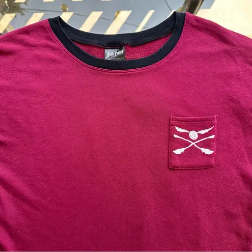Harry Potter Quidditch Long Sleeve Pullover Top in Burgundy/Gray