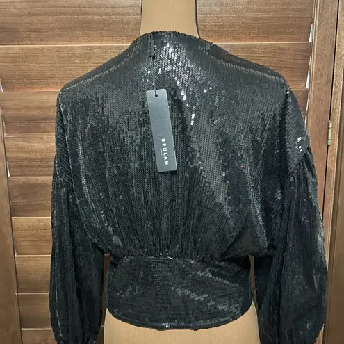Beulah Style Black Sequin Blouse