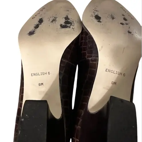 Vintage Calico Women’s Heels. English6. Brown Crocodile