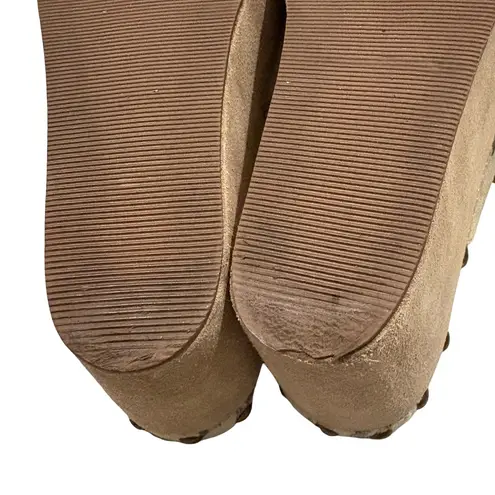 Rare Vtg Bridget Platform Wedge Leather Sandals Dragon Tattoo Print, Sz 9 Gold