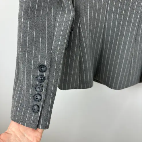 L'Agence Kenzie Double Breasted Blazer Jacket Pinstripe Gray Classic Preppy US 4