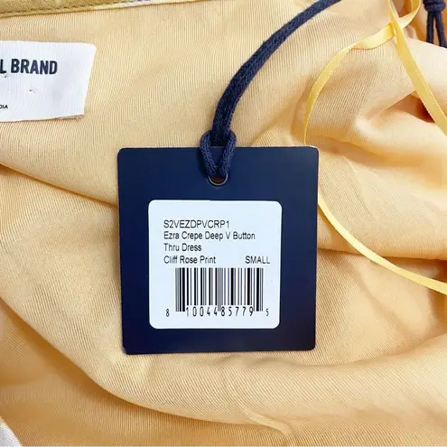 NWT The Normal Brand Ezra Crepe Deep V Button Thru Dress Yellow Size Small NEW