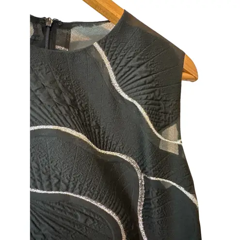 Talbot Runhof Black Gold Metallic Cocktail Dress Size 12 A