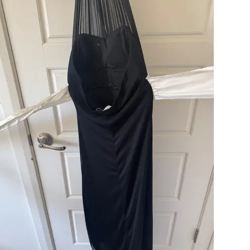 Y2K Vintage TRIXXI Black Sheer Tiered Tie Waist Bow Halter Midi Dress sz M Fairy Size M